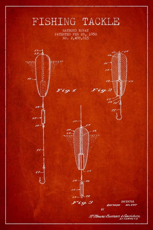 Fishing Tackle Red Patent Blueprint