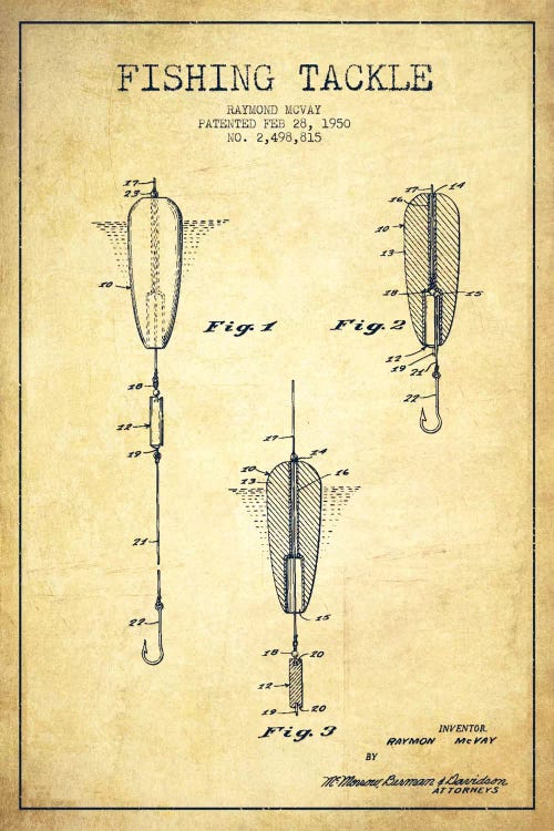 Fishing Tackle Vintage Patent Blueprint