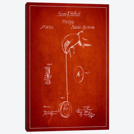 Yoyo Red Patent Blueprint Canvas Print #ADP114} by Aged Pixel Canvas Wall Art
