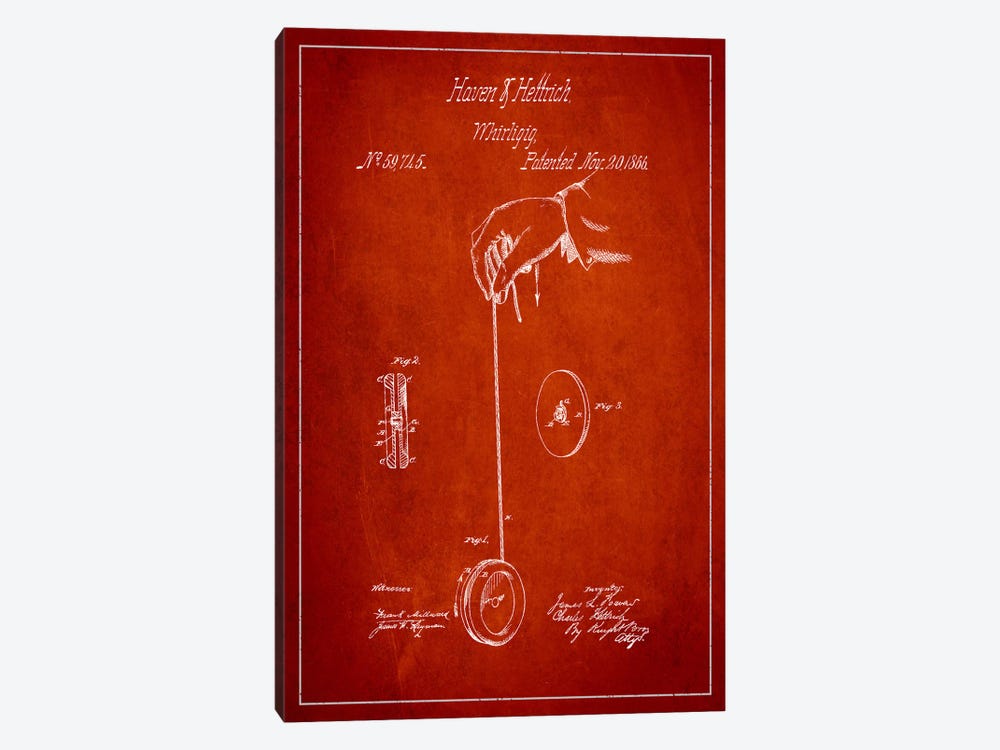 Yoyo Red Patent Blueprint by Aged Pixel 1-piece Canvas Print