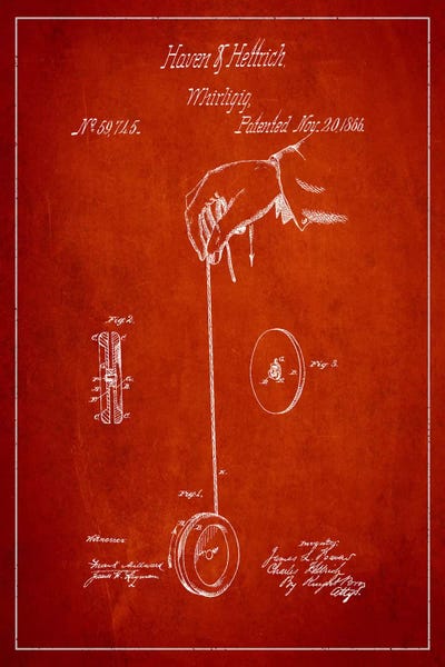 Toy & Game Blueprints: Yoyo Red Patent Blueprint II by Aged Pixel