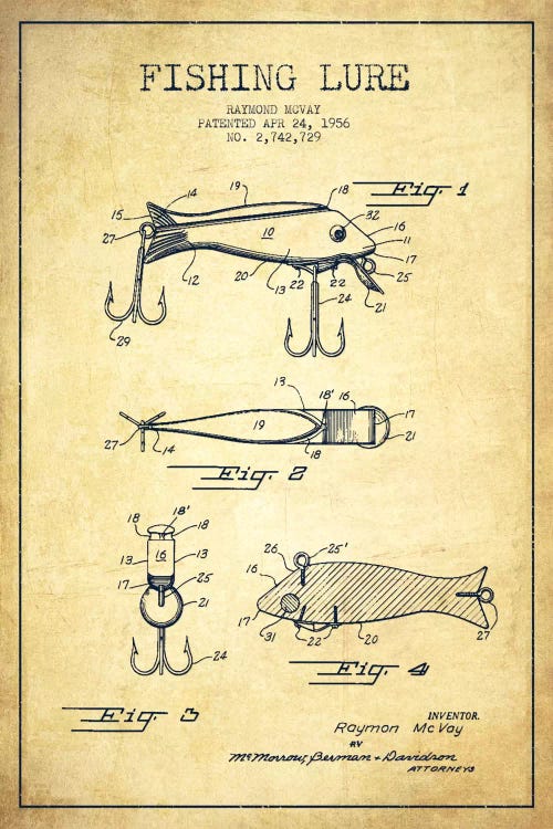 Fishing Tackle Vintage Patent Blueprint