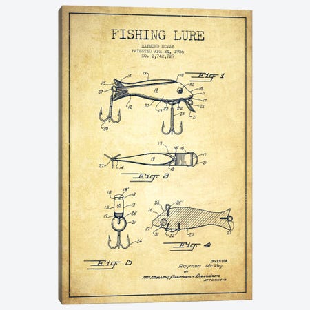 Fishing Tackle Vintage Patent Blueprint Canvas Print #ADP1153} by Aged Pixel Canvas Artwork