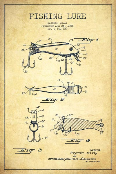 Sports Blueprints: Fishing Tackle Vintage Patent Blueprint by Aged Pixel
