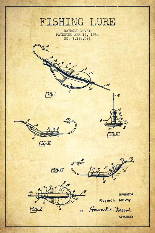 Fishing Tackle Vintage Patent Blueprint