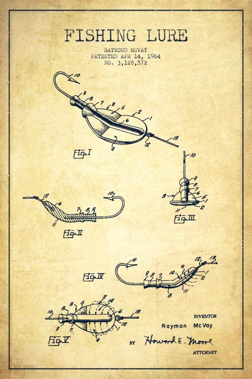 Fishing Tackle Vintage Patent Blueprint by Aged Pixel wall art