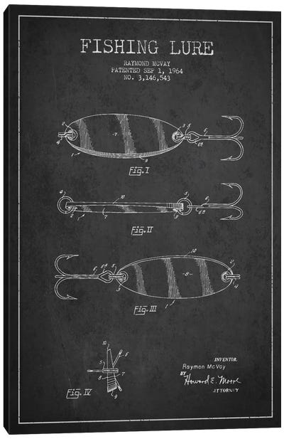 Fishing Tackle Dark Patent Blueprint Canvas Art Print - Sports Blueprints