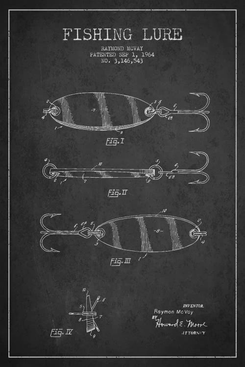 Fishing Tackle Dark Patent Blueprint