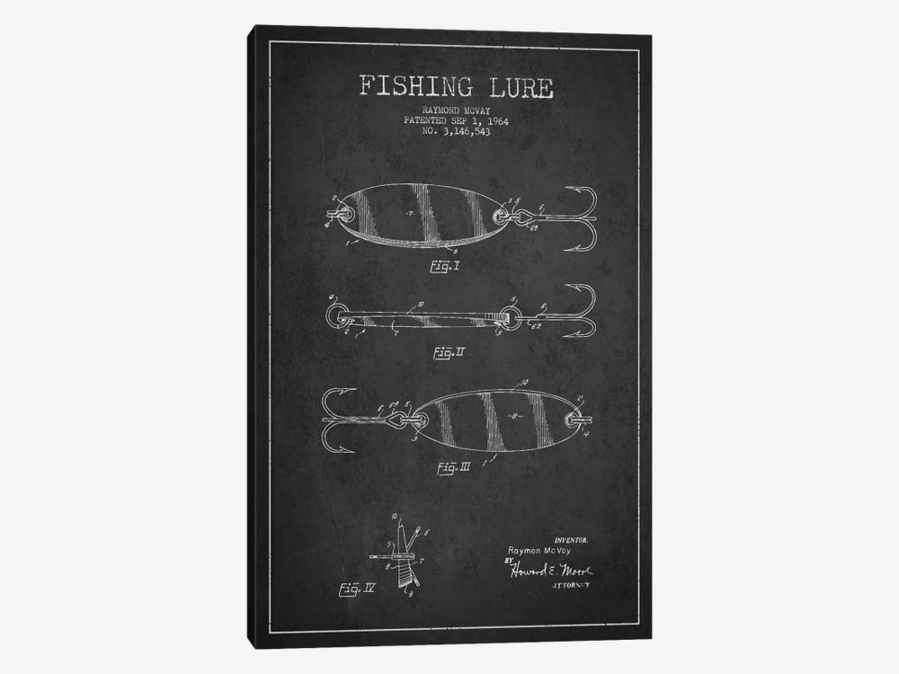 Fishing Tackle Dark Patent Blueprint by Aged Pixel 1-piece Canvas Art Print