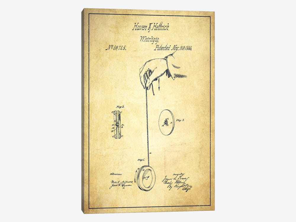 Yoyo Vintage Patent Blueprint 1-piece Canvas Wall Art