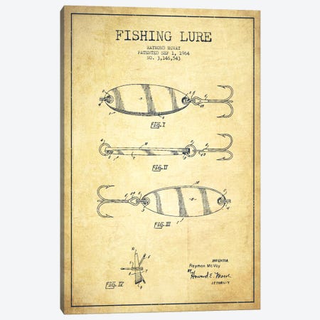 Fishing Tackle Vintage Patent Blueprint Canvas Print #ADP1163} by Aged Pixel Canvas Art Print