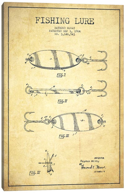 Fishing Tackle Vintage Patent Blueprint Canvas Art Print - Fishing Art