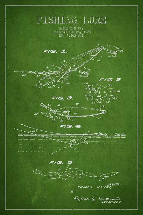 Fishing Tackle Green Patent Blueprint