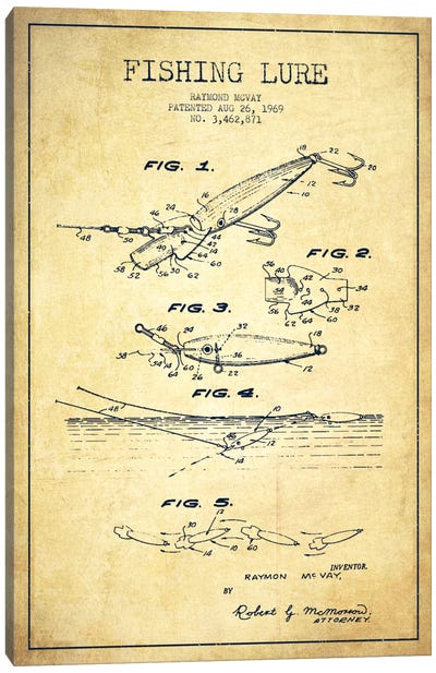 Fishing Tackle Vintage Patent Blueprint Canvas Art Print - Sports Blueprints