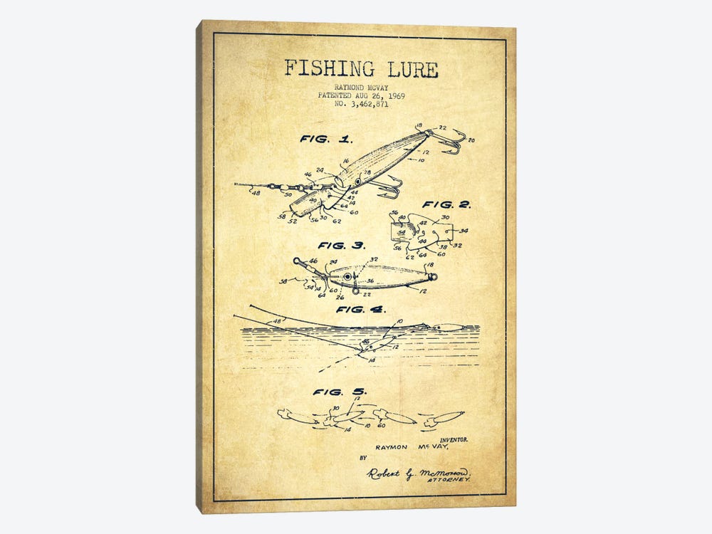 Fishing Tackle Vintage Patent Blueprint by Aged Pixel 1-piece Art Print