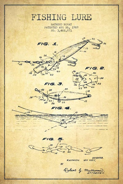Fishing: Fishing Tackle Vintage Patent Blueprint by Aged Pixel