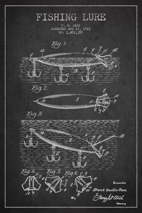 Fishing Tackle Dark Patent Blueprint