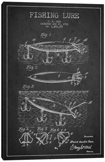 Fishing Tackle Dark Patent Blueprint Canvas Art Print - Fishing Art