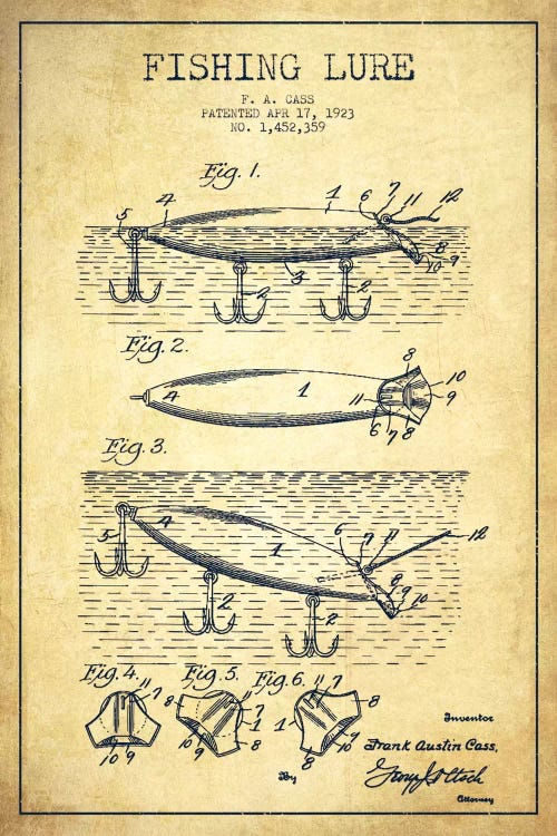 Fishing Tackle Vintage Patent Blueprint