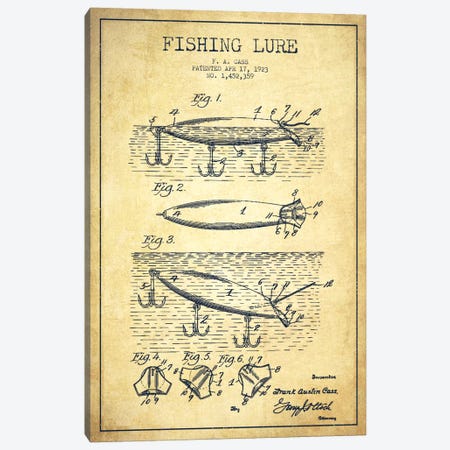 Fishing Tackle Vintage Patent Blueprint Canvas Print #ADP1173} by Aged Pixel Canvas Art