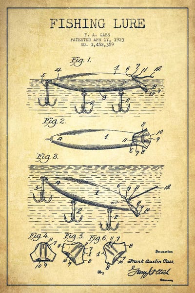Fishing: Fishing Tackle Vintage Patent Blueprint by Aged Pixel
