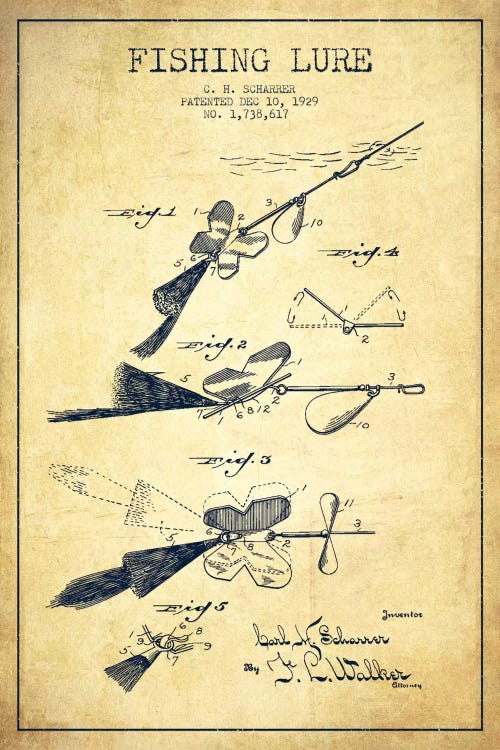Fishing Tackle Vintage Patent Blueprint Art P - Art Print