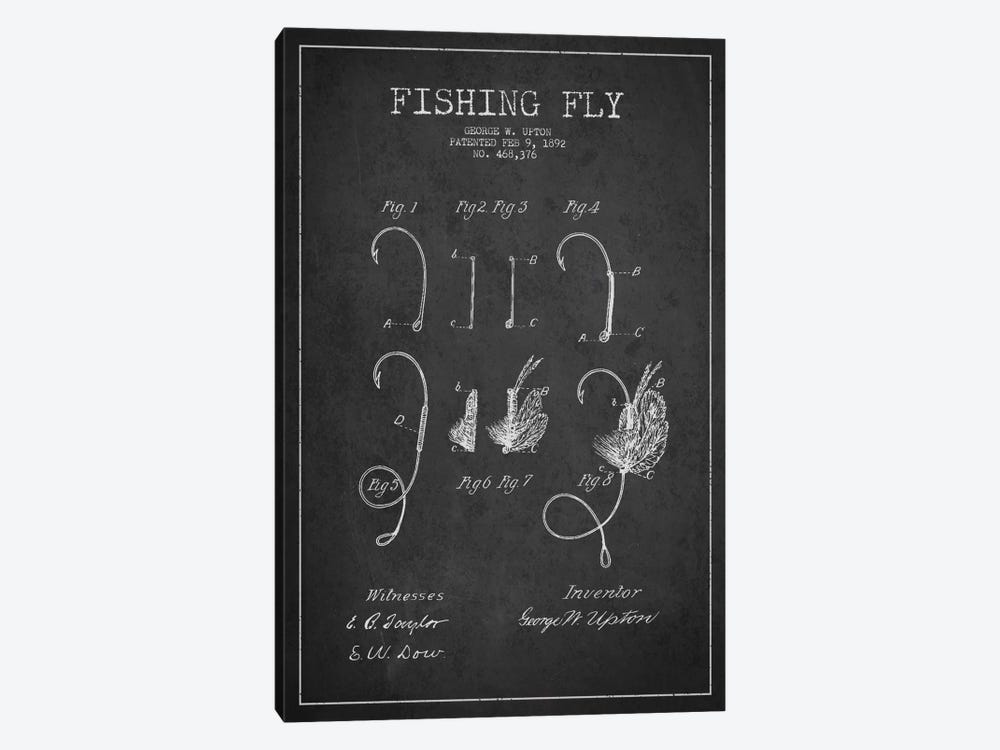 Fishing Tackle Dark Patent Blueprint by Aged Pixel 1-piece Canvas Art Print
