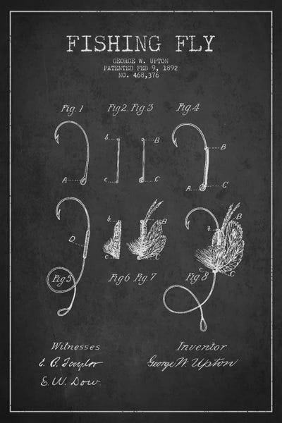 Fishing: Fishing Tackle Dark Patent Blueprint by Aged Pixel