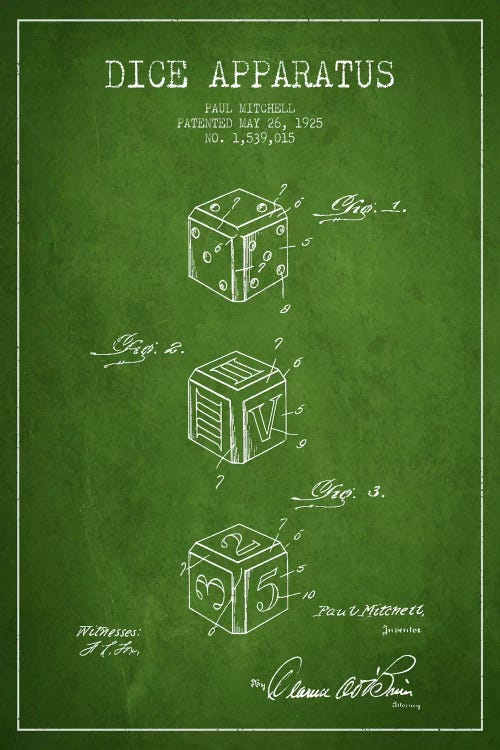 Dice Green Patent Blueprint