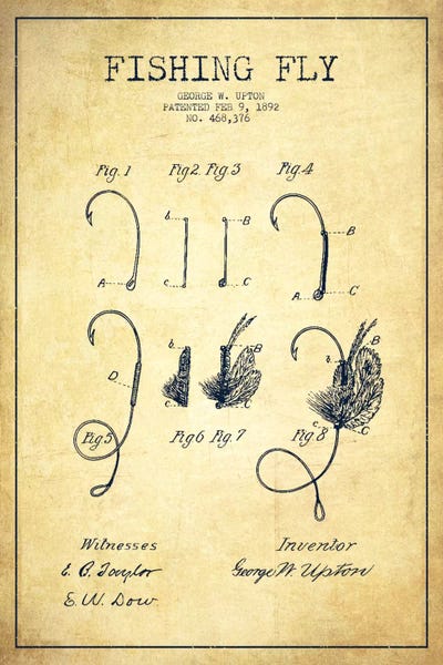 Fishing: Fishing Tackle Vintage Patent Blueprint by Aged Pixel