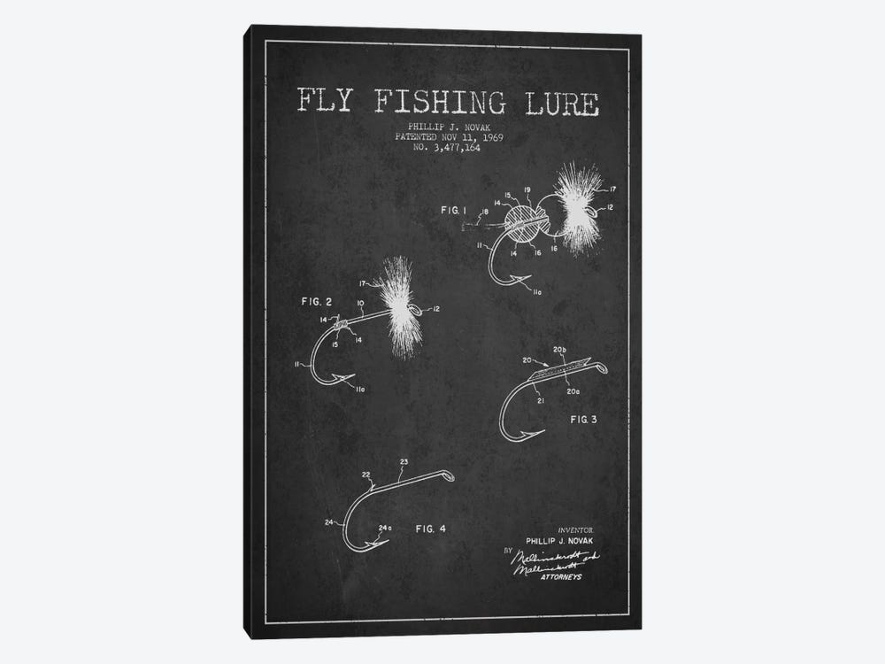Fishing Tackle Dark Patent Blueprint by Aged Pixel 1-piece Canvas Print