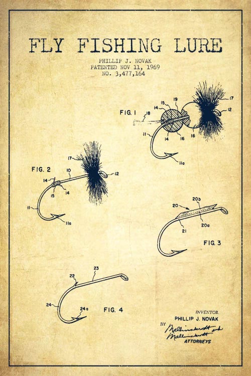 Fishing Tackle Vintage Patent Blueprint by Aged Pixel wall art