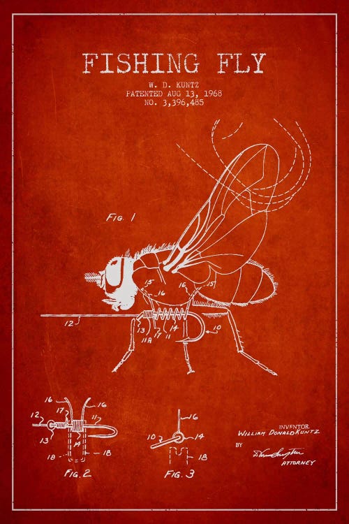 Fishing Tackle Red Patent Blueprint