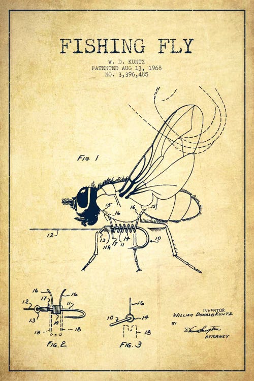 Fishing Tackle Vintage Patent Blueprint by Aged Pixel wall art
