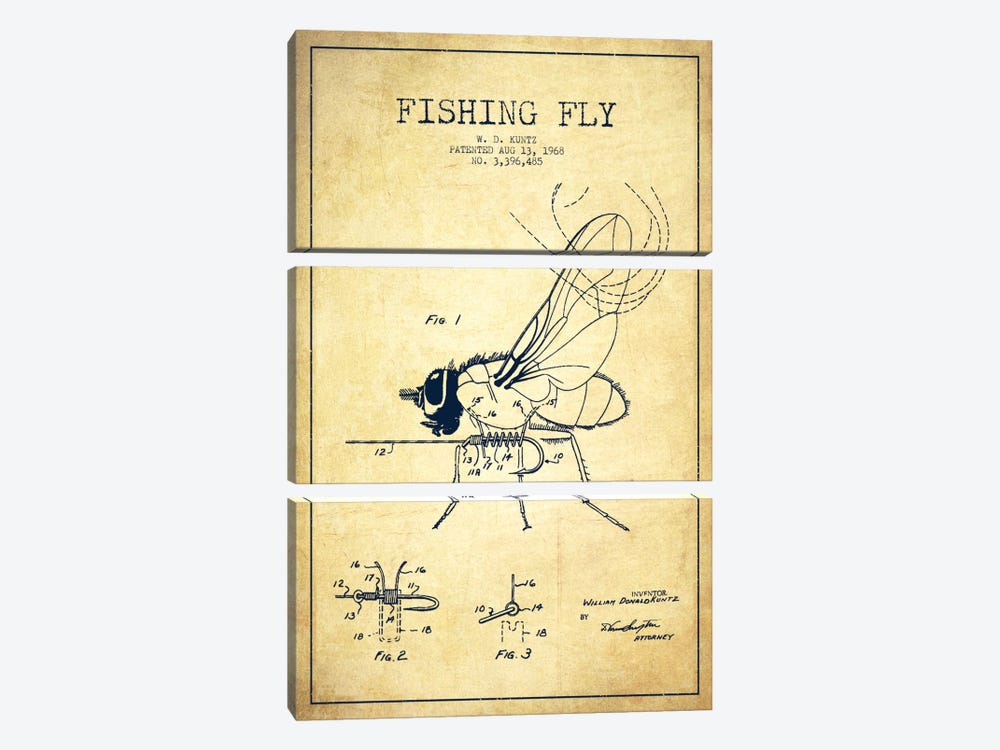 Fishing Tackle Vintage Patent Blueprint by Aged Pixel 3-piece Art Print