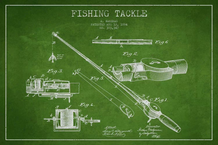 Fishing Tackle Green Patent Blueprint