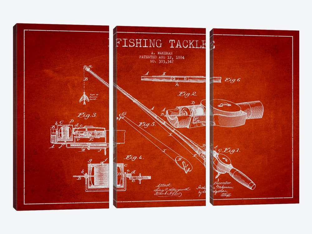 A. Wakeman Fishing Tackle Patent Sketch (I - Canvas Print