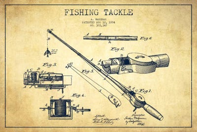 Fishing Tackle Vintage Patent Blueprint ( Sports > Fishing art) - 16x24x1