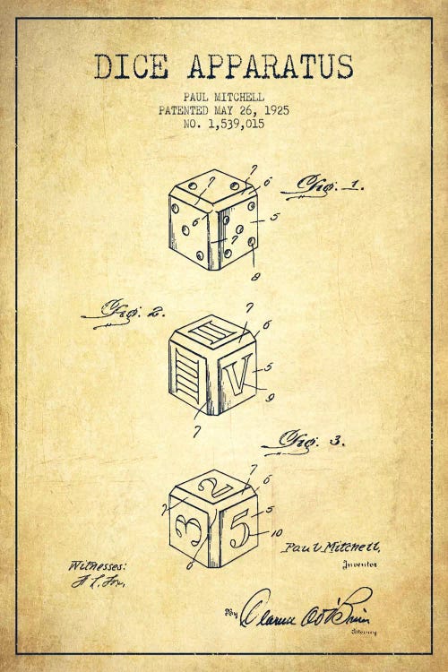 Dice Vintage Patent Blueprint