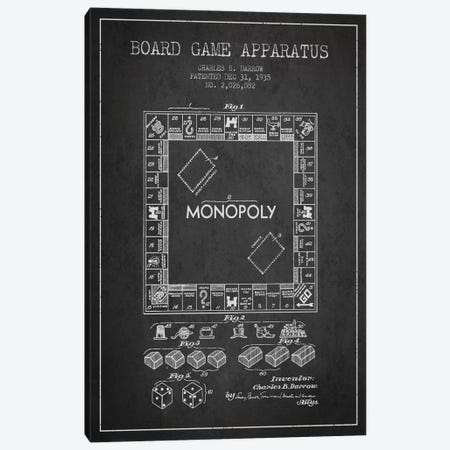 Monopoly Charcoal Patent Blueprint Canvas Print #ADP121} by Aged Pixel Canvas Art