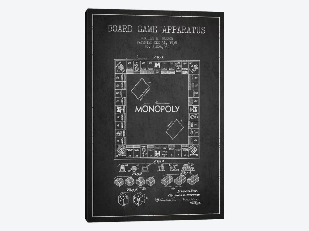 Monopoly Charcoal Patent Blueprint by Aged Pixel 1-piece Canvas Print