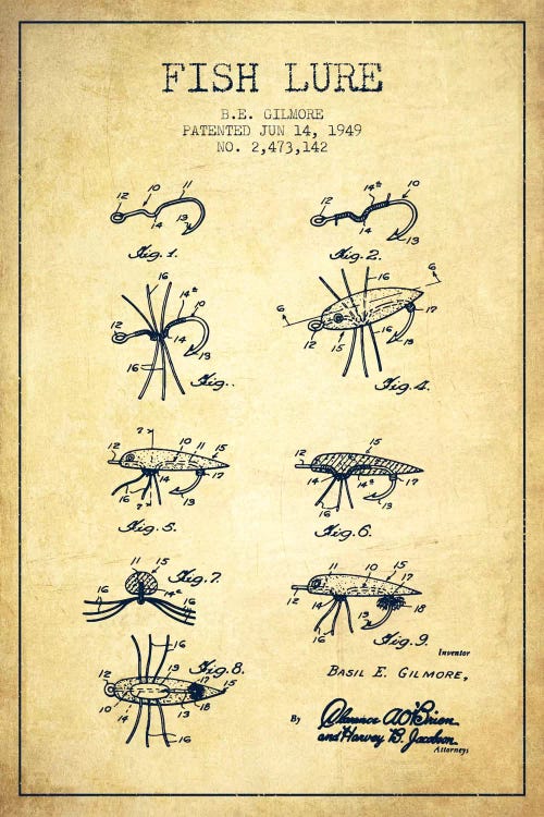 Fish Lure Vintage Patent Blueprint