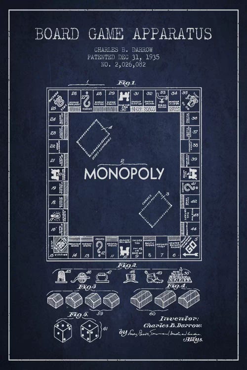 Monopoly Navy Blue Patent Blueprint