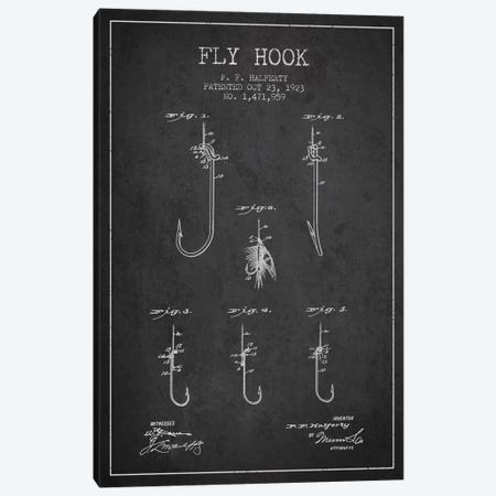 Fly Hook Charcoal Patent Blueprint Canvas Print #ADP1249} by Aged Pixel Canvas Wall Art