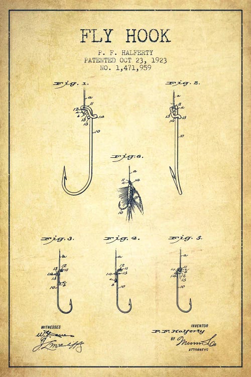 Fly Hook Vintage Patent Blueprint