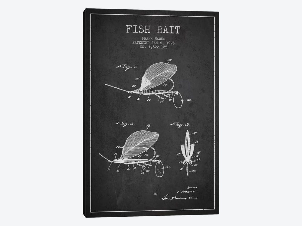 Fish Bait Charcoal Patent Blueprint by Aged Pixel 1-piece Canvas Artwork