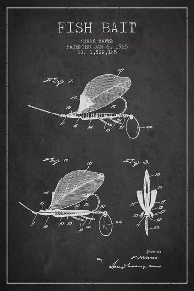 Fishing: Fish Bait Charcoal Patent Blueprint by Aged Pixel