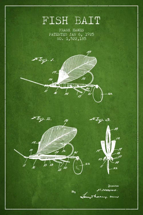 Fish Bait Green Patent Blueprint