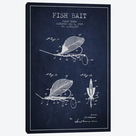 Fish Lure Vintage Patent Blueprint Canv - Canvas Wall Art