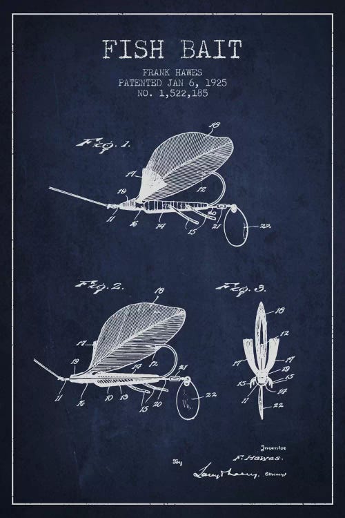 Fish Bait Navy Blue Patent Blueprint